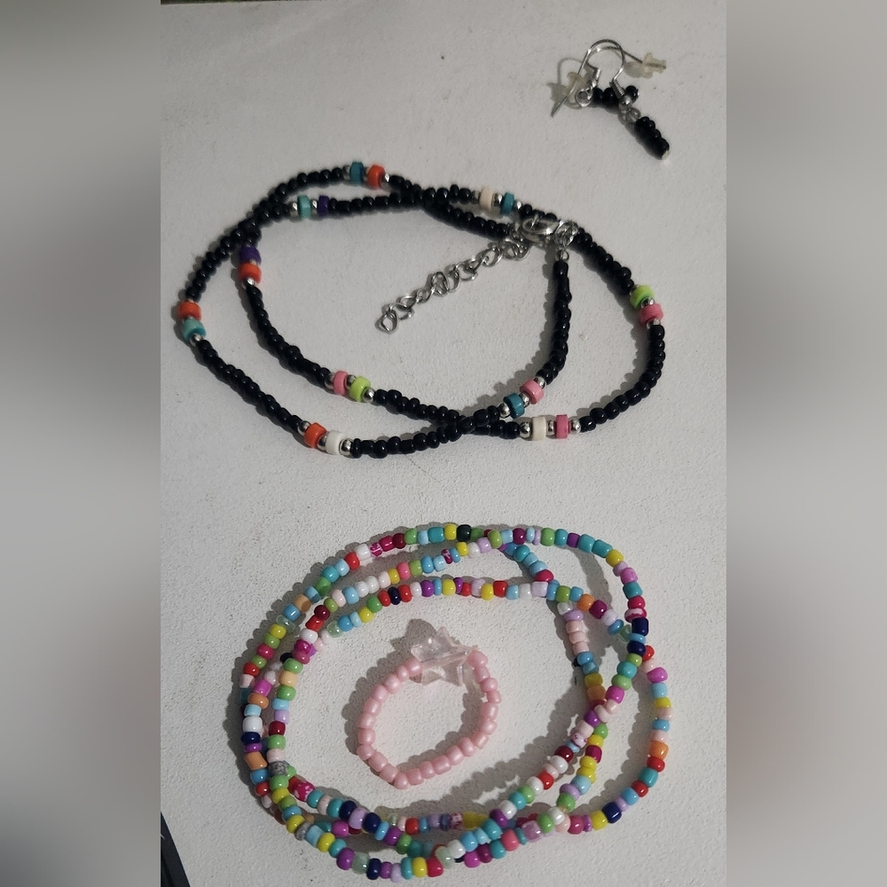 Colorful Beaded Necklace and Bracelet Set